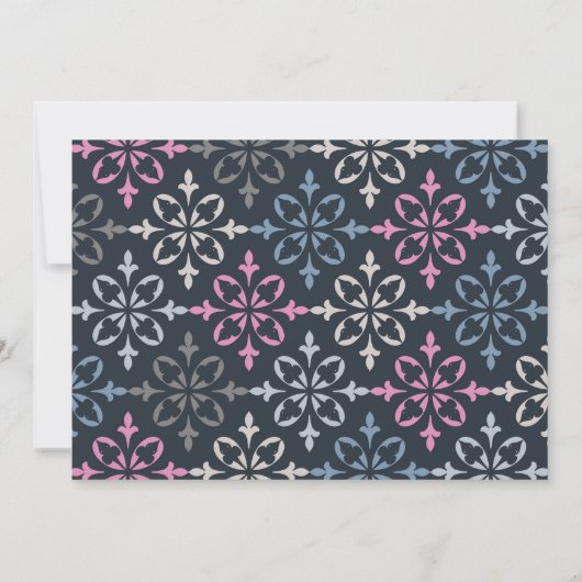 ダマモダンスクピンクとネイビーパーソナライズされた ノートカード (裏面)