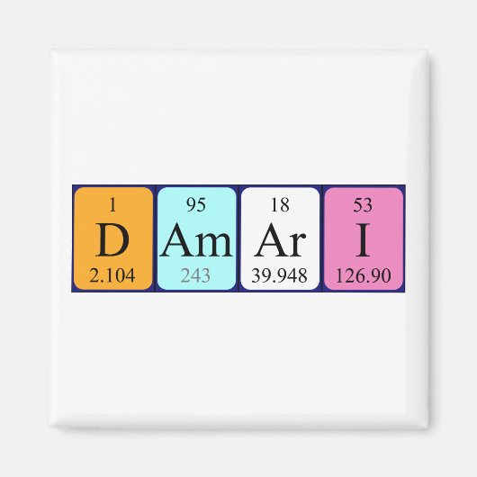 ダマリ周期表名磁石 マグネット (正面)