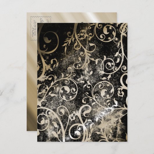 ダマ動揺してスクゴシックグランジウェディングシャワーInv インビテーションポストカード (正面/裏面)