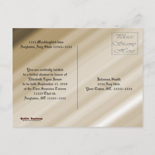 ダマ動揺してスクゴシックグランジウェディングシャワーInv インビテーションポストカード (裏面)