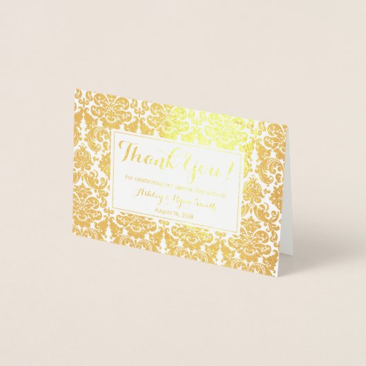 ダマ実在スクゴールドフォイルの結婚写真ありがとう 箔カード (正面)