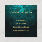 ダマ王室のスクパーソナライズされたターコイズ スクエア名刺 (裏面)