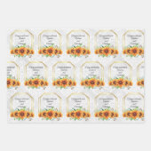 ダマ結婚スクパーソナライズされたのひまわりの名前3 ラッピングペーパーシート (正面)