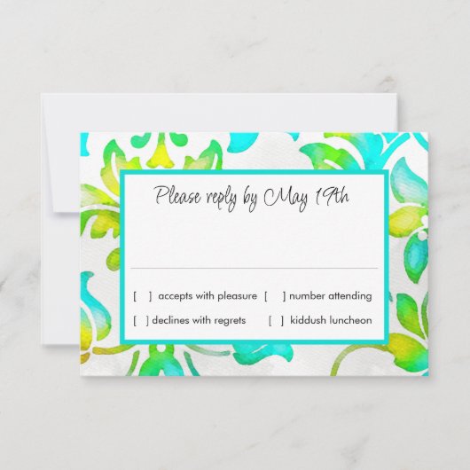 ダマ色彩の鮮やかスクターコイズイエローRSVP 招待状 (正面)