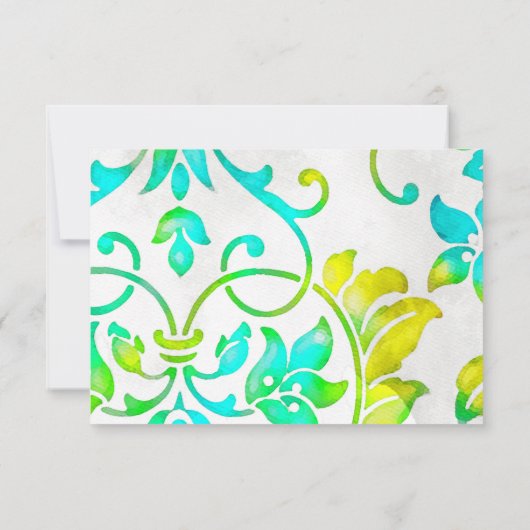 ダマ色彩の鮮やかスクターコイズイエローRSVP 招待状 (裏面)