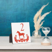 ダマ赤と白スク馬台番号 フォトプラーク (インサイチュ)