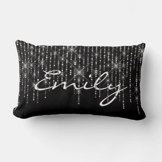 ダミきらめくンドオンブラック ランバークッション (正面)