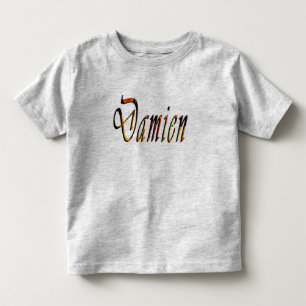 ダミアンの名前ロゴ、幼児グレーTシャツ トドラーTシャツ