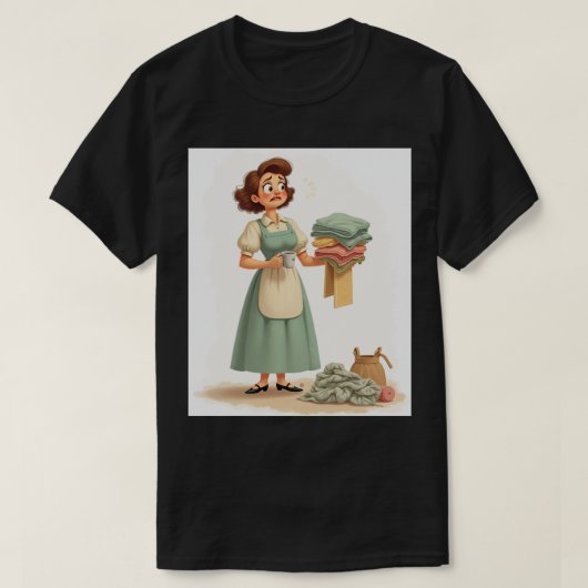 ダミットママ 洗濯物カオス イライラ主婦 ヴィンテージ Tシャツ (デザイン正面)