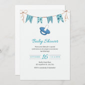 ダミーシンプル付きベビーブルーシャワー招待状 招待状 (正面/裏面)