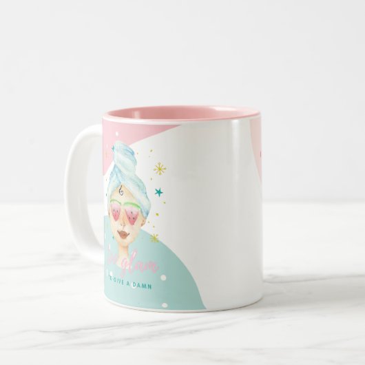 ダムにかわいい与え美しいおもしろいミーム女の子にToo Glam ツートーンマグカップ (正面左)