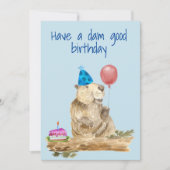 ダムの良い誕生日かわいいビーバー シーズンカード (正面)