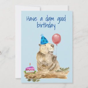 ダムの良い誕生日かわいいビーバー シーズンカード