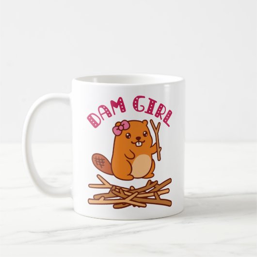 ダムガールかわいいビーバー コーヒーマグカップ (左)