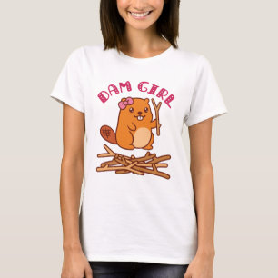 ダムガールかわいいビーバー Tシャツ