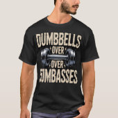 ダムベルはダサいやつらより強い レトロ アイアンストレングス Tシャツ (正面)