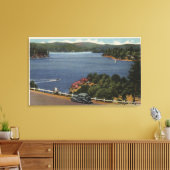 ダム付近の湖のエッジドライブのビュー キャンバスプリント (インサイチュ (リビング))