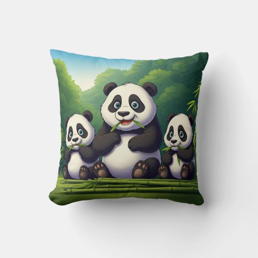 ダメだストップよ、しないストップ：バブ上のパンダ クッション (正面)