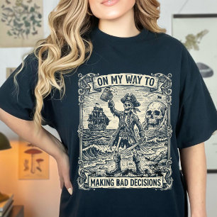 ダメな決断を生み出す道にいる愉快なスケルトン Tシャツ