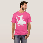 ダメージプリントのビーバーに乗るカウボーイ Tシャツ (正面フル)