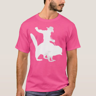 ダメージプリントのビーバーに乗るカウボーイ Tシャツ