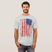 ダメージプロセスアメリカ国旗 Tシャツ (正面フル)