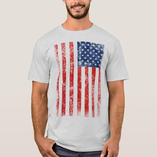 ダメージプロセスアメリカ国旗 Tシャツ (正面)