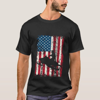 ダメージプロセス アメリカ国旗 スノーモービル・スノーモービリング Tシャツ