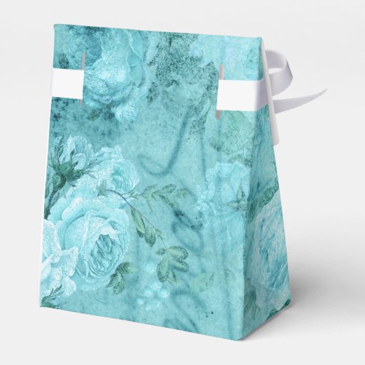 ダメージ加工された青いバラのコラージュ フェイバーボックス (裏面サイド)