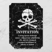 ダメージ加工のクラックしたドクロと骨の招待状 招待状 (正面/裏面)