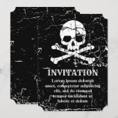 ダメージ加工のスカル＆クロスボーンズの招待状 招待状 (正面/裏面)