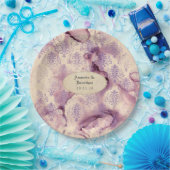 ダメージ加工のラベンダーダマスクウェディング ペーパープレート (パーティー)