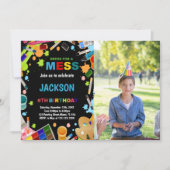 ダメージ加工の黒のドレスにペイントの招待状 招待状 (正面)