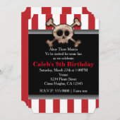 ダメージ加工 スカル＆ボーンズ 海賊 赤 ご招待 招待状 (正面/裏面)