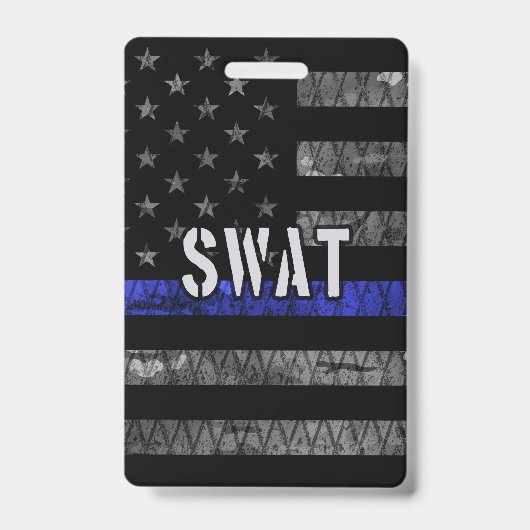 ダメージ加工SWAT警察旗 バッジ (正面)