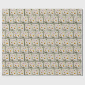 ダメージ紙のダリアとコスモスの花 ラッピングペーパー (フラット)