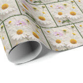 ダメージ紙のダリアとコスモスの花 ラッピングペーパー (ロールコーナー)