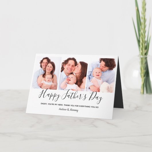 ダモダンダ3フォトコラージュ父の日のパパ カード (正面)