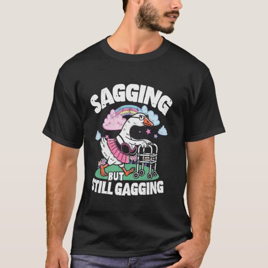 ダラけててもまだまだ面白いお馬鹿なガチョウ Tシャツ (正面)