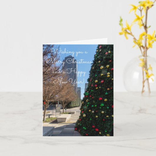 ダラスのクリスマスツリーのクリスマスを越えて カード (黄色い花)