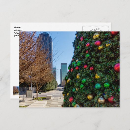 ダラスのクリスマスツリーの葉書の横空白のに ポストカード (正面/裏面)