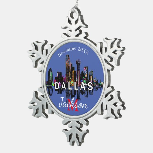 ダラスのグラフィティ スノーフレークピューターオーナメント (右)