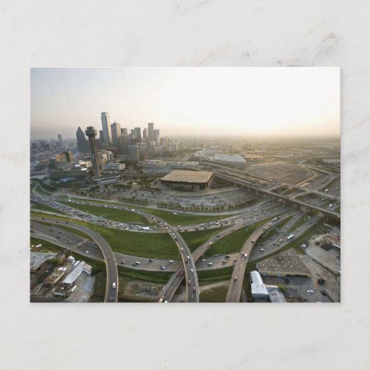 ダラスのダウンタウン、テキサス州の空中眺め ポストカード (正面)