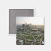 ダラスのダウンタウン、テキサス州の空中眺め マグネット (正面/裏面)