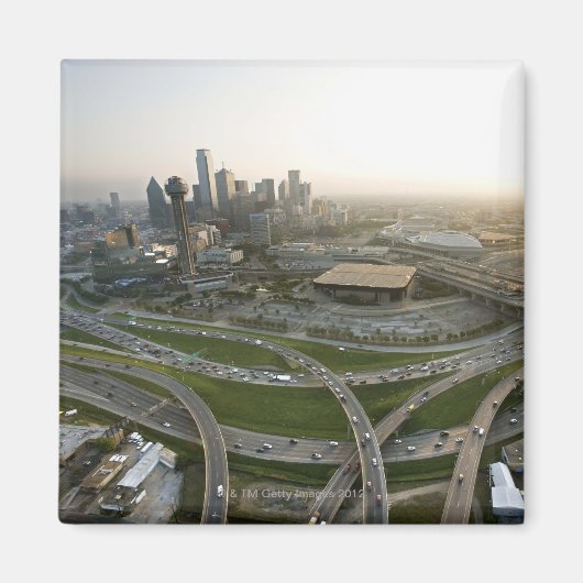 ダラスのダウンタウン、テキサス州の空中眺め マグネット (正面)