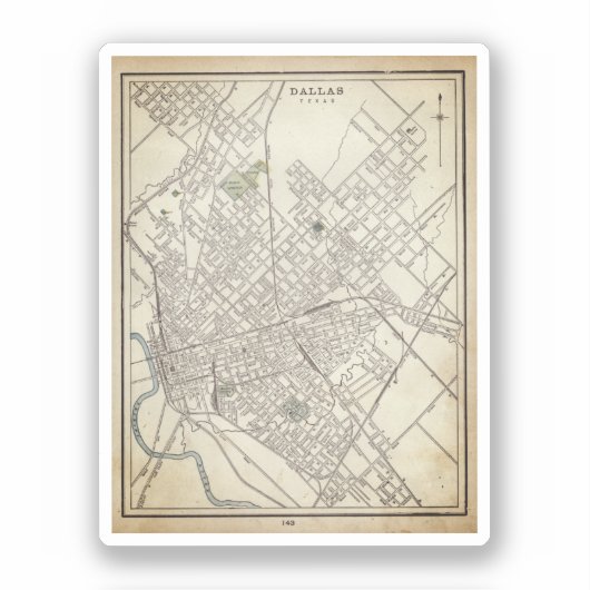 ダラスのヴィンテージ地図(1890) シール (正面)