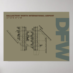 ダラスまたはフォート・ワース空港(DFW)図表ポスター ポスター