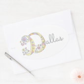 ダラスまたはDラベルで始まる名前 楕円形シール (封筒)