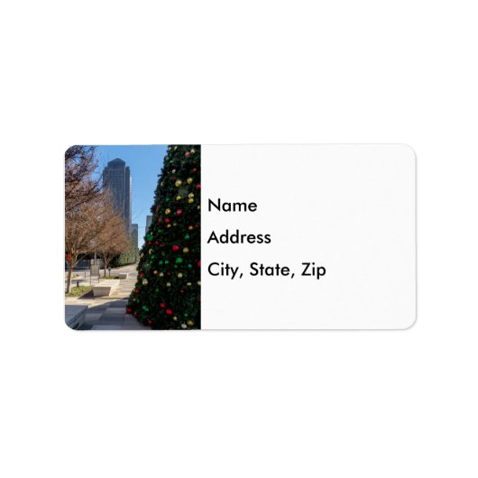 ダラスクリスマスツリーの向こうに ラベル (正面)