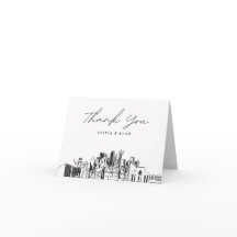 ダラスシティスカイラインスケッチ空白のサンキューカード